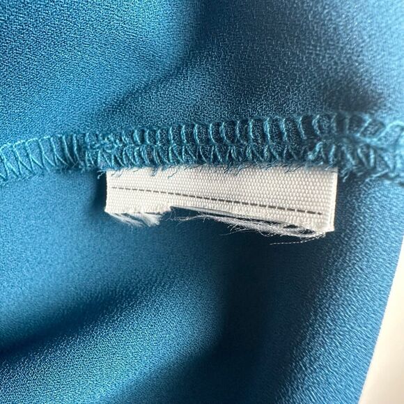 Abercrombie & Fitch Womens Bell Peasant Sleeve Lace-Up V-Neck Teal Blouse Top XS - Picture 8 of 8